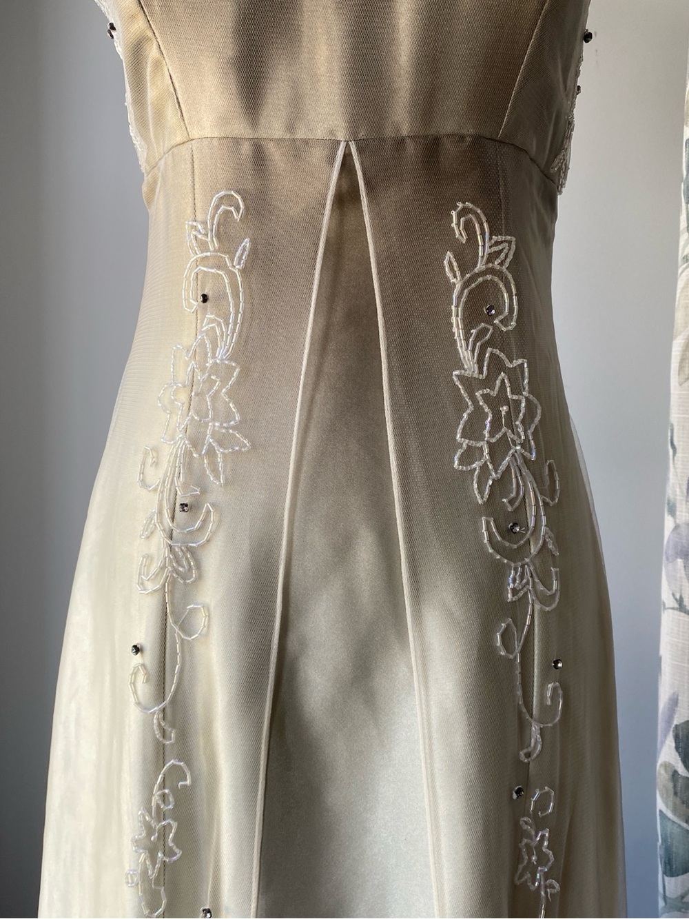Vintage 90s Cache Ombré Floral Beaded  Whimsigoth Maxi Dress Y2K Prom Gown 8 - Picture 6 of 12